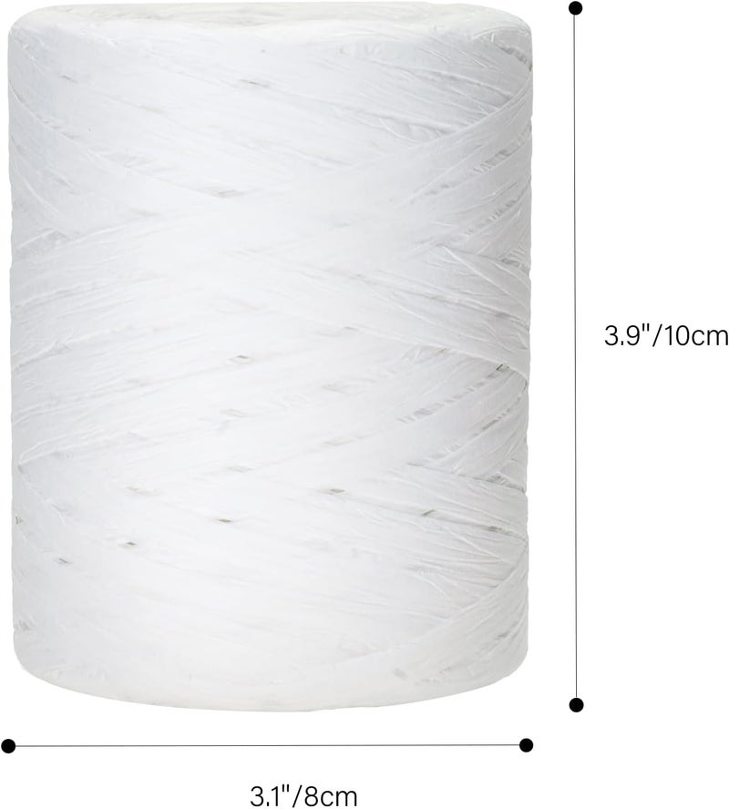 g2plus 218 Yards Raffia Paper Craft Ribbon, 1/4 Inch Wide Raffia Ribbon, White Packing Paper String for Gift Wrapping, DIY Arts & Crafts, Christmas Holiday Decor - Image 2